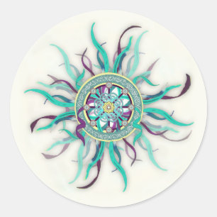 Autocollant de mandala de roue de Dharma de ruban