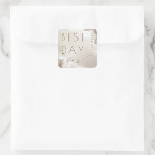 Autocollant de mariage à l'aquarelle beige chaud