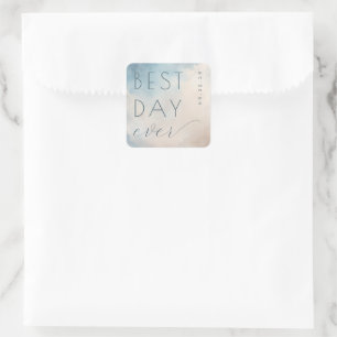 Autocollant de mariage à l'aquarelle bleue optimis