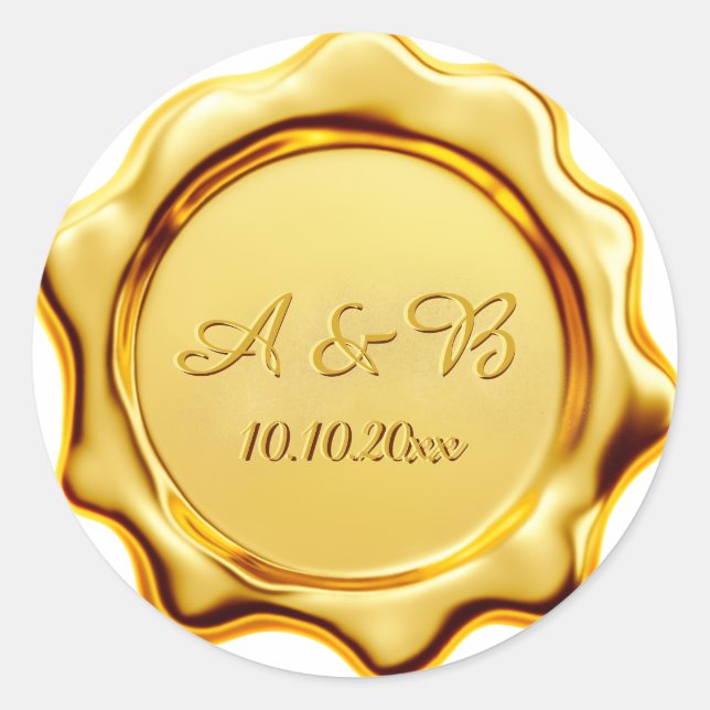 Autocollant de mariage à monogramme avec sceau de  (Devant)