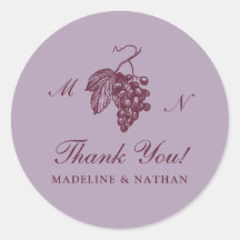 Autocollant de mariage à monogramme de raisin de p