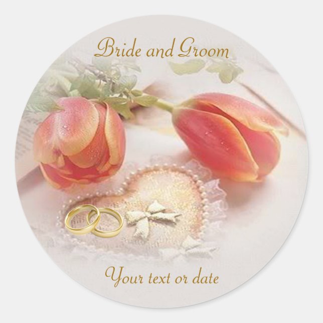 Autocollant de mariage avec des tulipes, des (Devant)