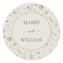 Autocollant de mariage botanique élégant minimalis