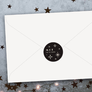 Autocollant de mariage céleste Black Moon & Stars