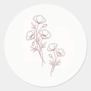 Autocollant de mariage Coquelicot Écarlate