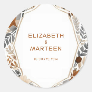 Autocollant de Mariage d'automne Brown de Boho Gre