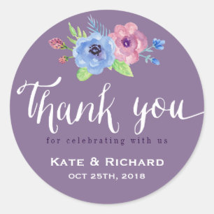 Autocollant de Mariage de Merci violet