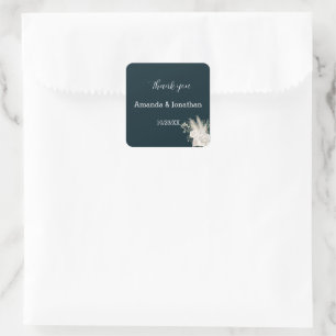 Autocollant de mariage élégant et chic fleurs blan
