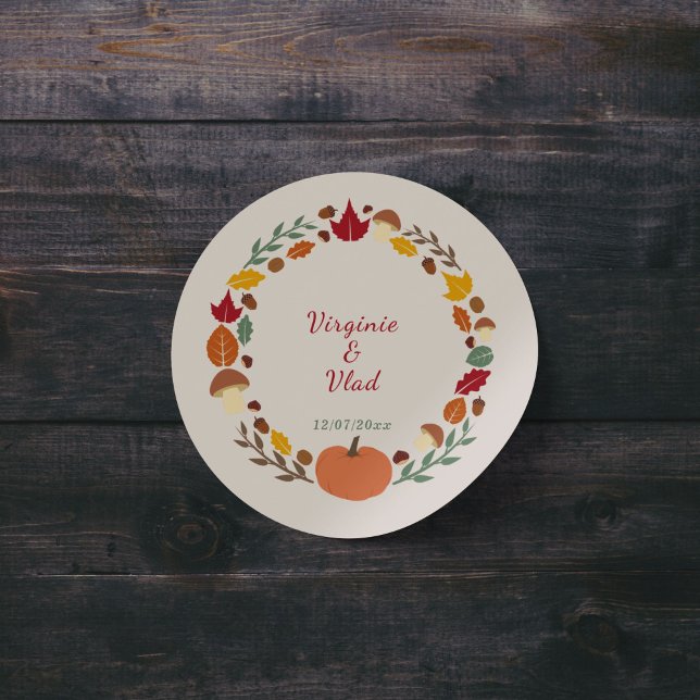 Autocollant de mariage en couronne et automne (Fall Wedding Sticker)
