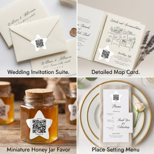 Autocollant de mariage en forme d'étoile avec code