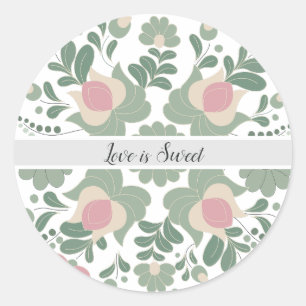 Autocollant de mariage Fleur sauvage Vert sauge