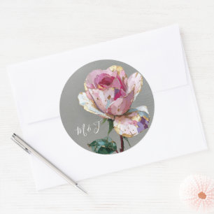 Autocollant de mariage floral à l'impasto de rose