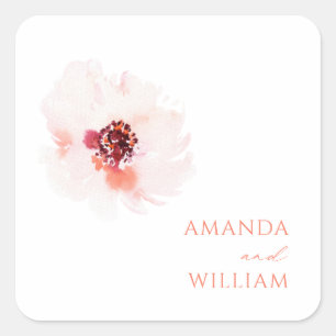 Autocollant de mariage floral aquarelle rose