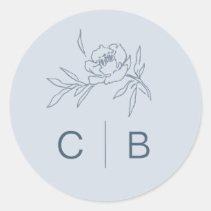 Autocollant de mariage floral bleu poussiéreux