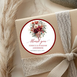 Autocollant de mariage floral bordeaux automnal in