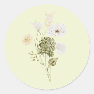 Autocollant de mariage floral botanique vert moder