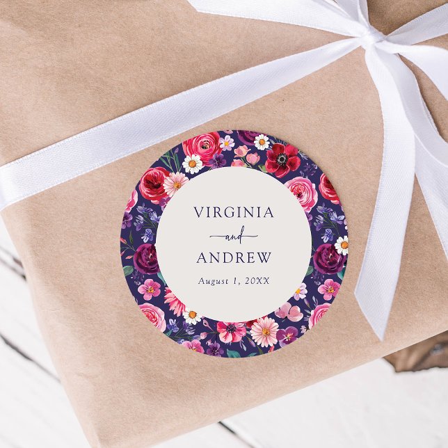 Autocollant de mariage floral coloré (Colorful Floral Wedding Sticker  by Painted Paperie
)