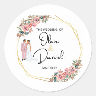 Autocollant de mariage floral élégant