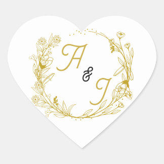 Autocollant de mariage floral or modifiable