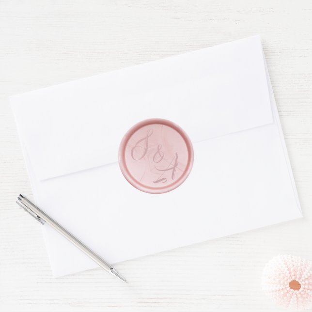 Autocollant de mariage monogramme rose de cire d'o (Enveloppe)