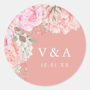 Autocollant de mariage Paon Pivoine