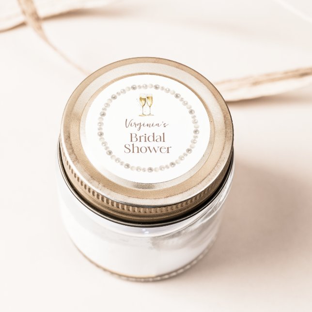 Autocollant de mariage Pearls and Prosecco (Pearls and Prosecco Bridal Shower Sticker
)