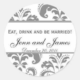 Autocollant de mariage personnalisé Mangez, buvez 