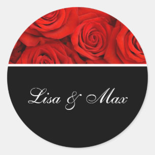Autocollant de mariage personnalisé Roses rouges