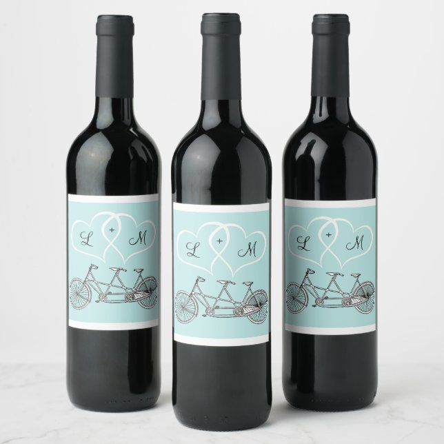 Autocollant de mariage pour bicyclette à deux cœur (Bouteilles)