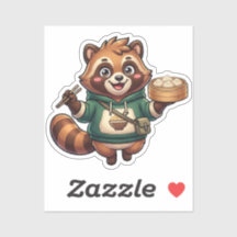 Autocollant de mascotte de raton laveur mignon au