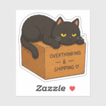 Autocollant de mème de chat qui rumine trop