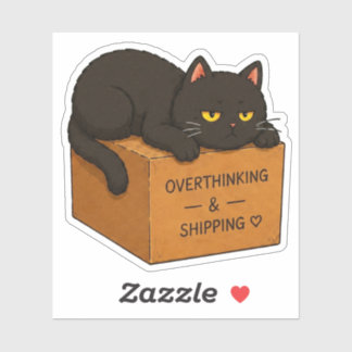 Autocollant de mème de chat qui rumine trop