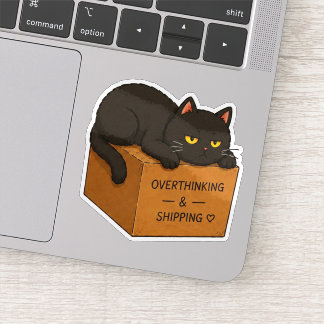Autocollant de mème de chat qui rumine trop