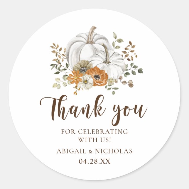 Autocollant de Merci de Mariage Rustique Floral Ci (Devant)