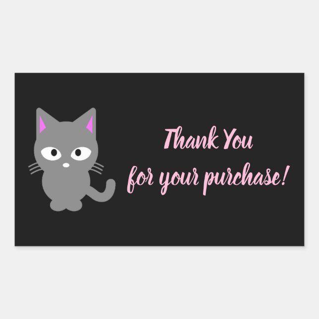 Autocollant de Merci noir personnalisable avec cha (Devant)