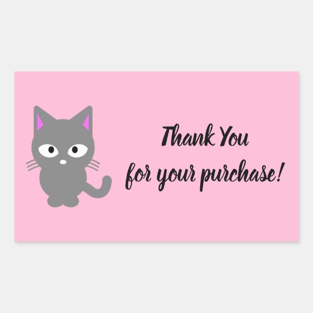 Autocollant de Merci rose personnalisable avec cha (Devant)
