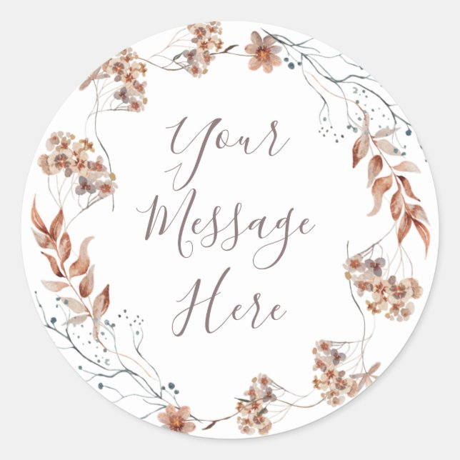 Autocollant de message à l'aquarelle de fleurs sau (Devant)