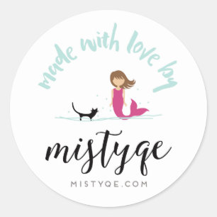 Autocollant de mistyqe de chat et de sirène