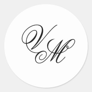 Autocollant de monogramme à écriture moderne éléga