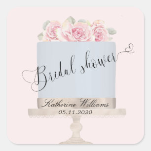 autocollant de monogramme de gâteau élégant floral