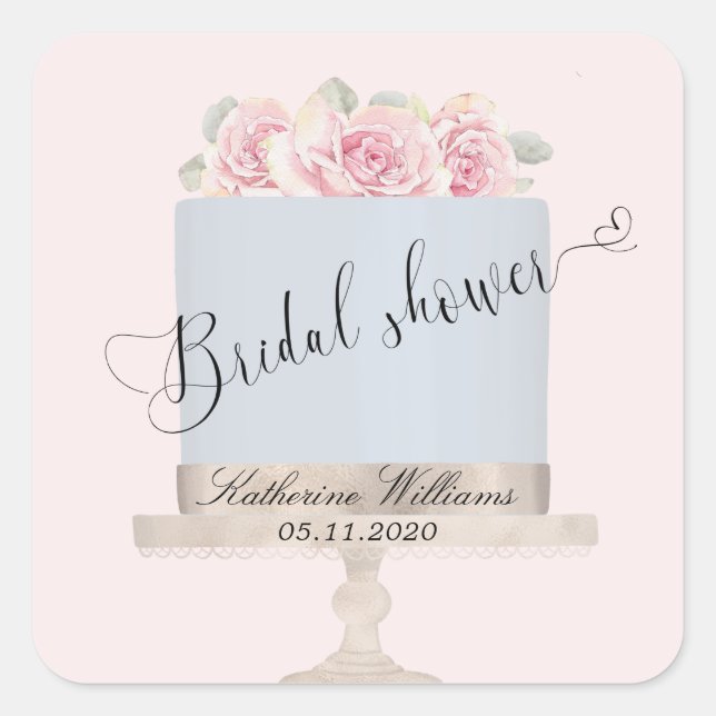 autocollant de monogramme de gâteau élégant floral (Devant)