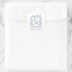 Autocollant de monogramme de mariage à armoiries f