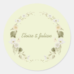 Autocollant de monogramme de mariage botanique ver