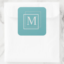 Autocollant de monogramme moderne pastel bleu et b