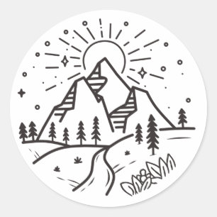 Autocollant de montagne et lac