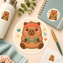 Autocollant de motivation de gym Capybara Workout