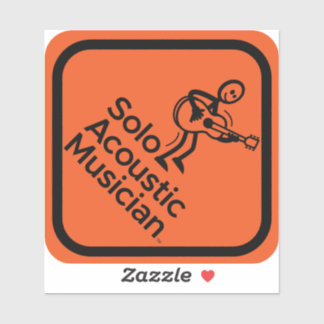 Autocollant de musicien acoustique solo 4"x4" oran