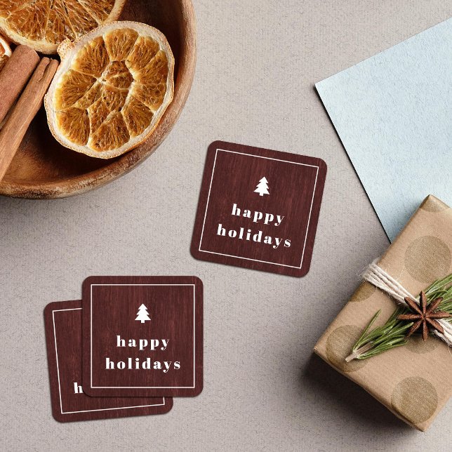 Autocollant de Noël à grain de bois d'arbre rustiq (Créateur téléchargé)