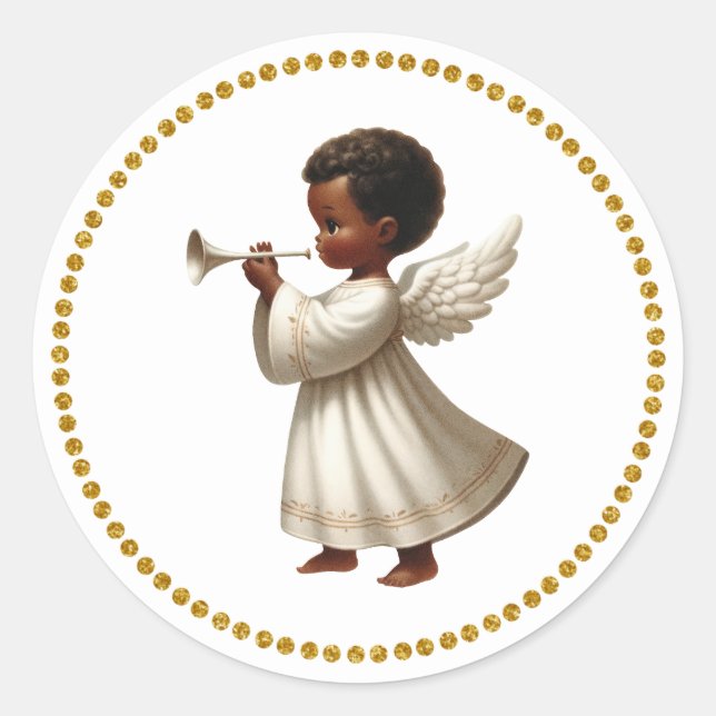 Autocollant de Noël Ange Africain-Américain (Devant)