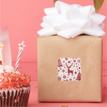 Autocollant de Noël au paillettes rouges Renne